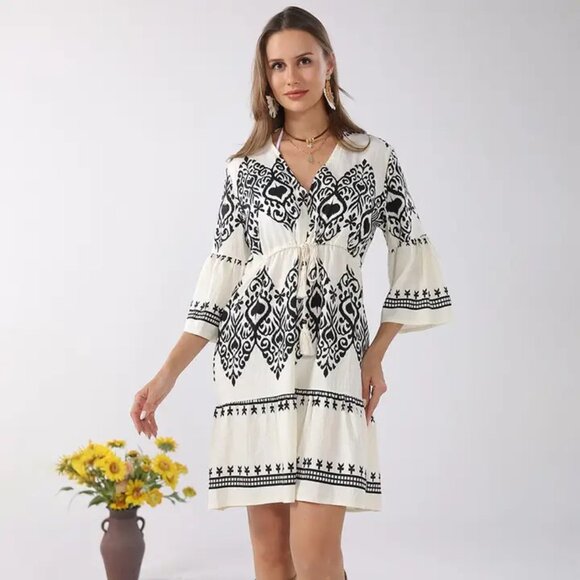 Boho Printed Tunic Summer Dress - Picture 1 of 3